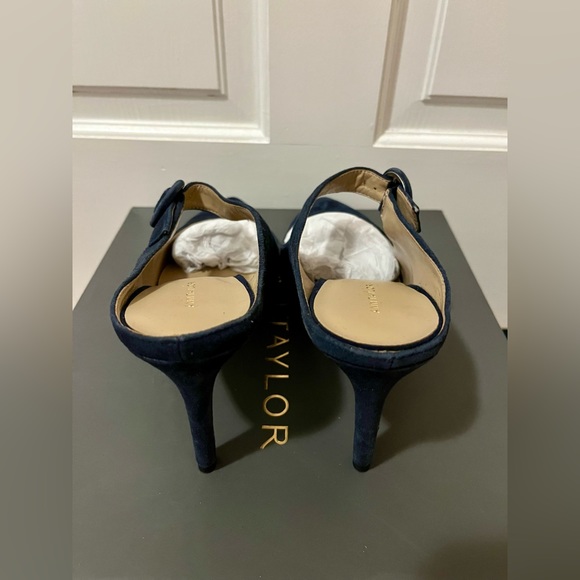 Ann Taylor Blue Suede Backless Shoes, Size 9M - Picture 5 of 6